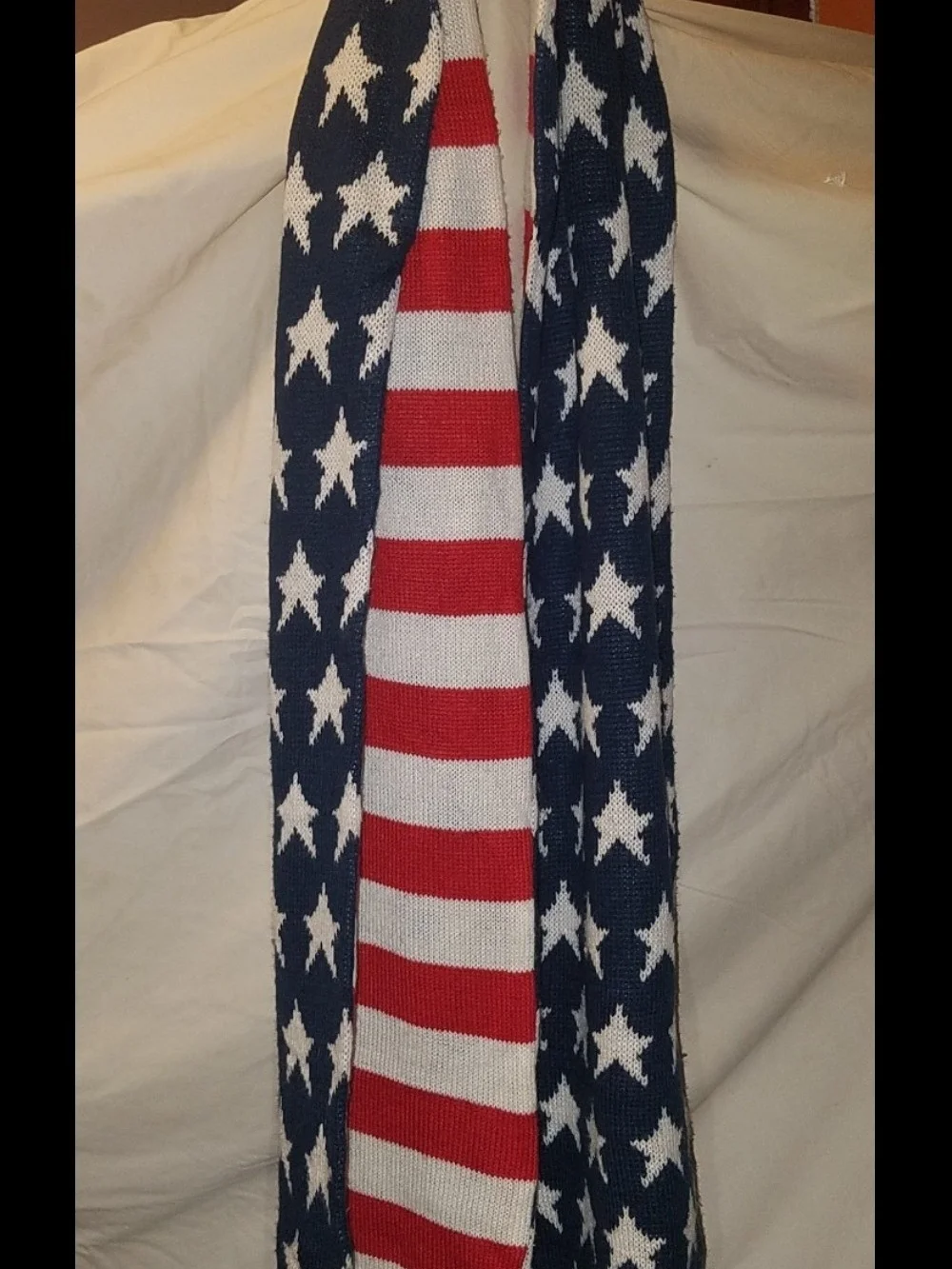 American Flag Star & Stripe Knit Scarf - Red, White & Blue